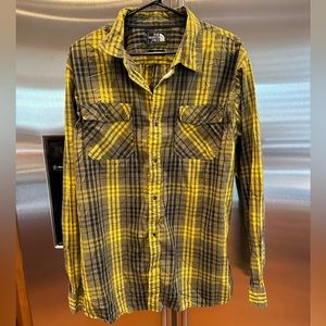 The North Face Yellow and Green Plaid Button Up Shirt - Men’s XL